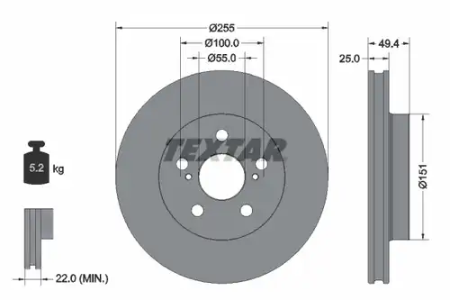 спирачен диск TEXTAR 92301703