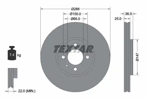 спирачен диск TEXTAR 92302303