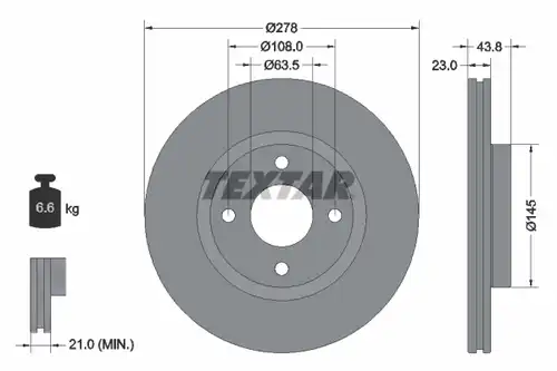 спирачен диск TEXTAR 92303203