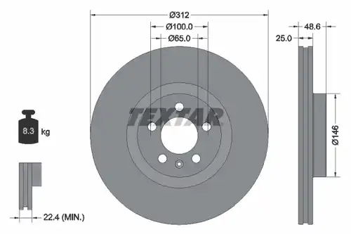 спирачен диск TEXTAR 92303303