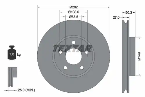 спирачен диск TEXTAR 92303405