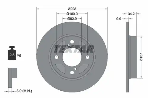 спирачен диск TEXTAR 92303603