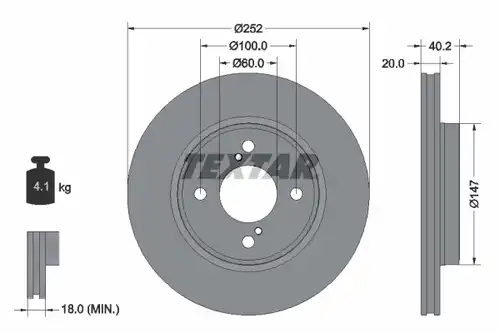 спирачен диск TEXTAR 92303703