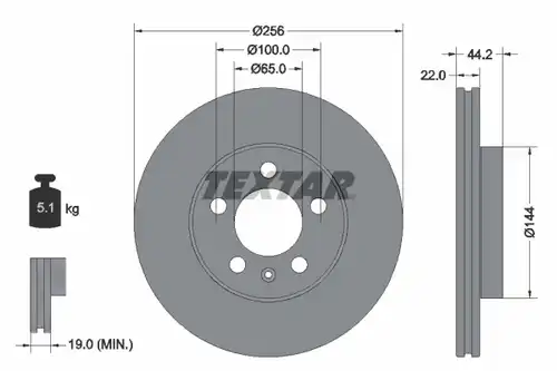 спирачен диск TEXTAR 92303803