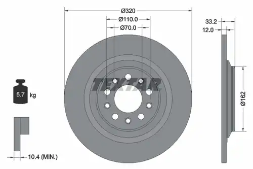 спирачен диск TEXTAR 92304103