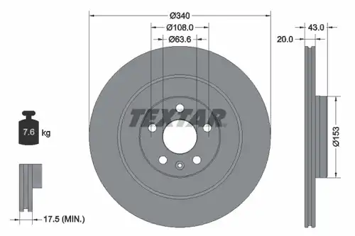 спирачен диск TEXTAR 92304503