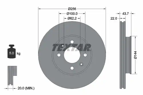 спирачен диск TEXTAR 92304603