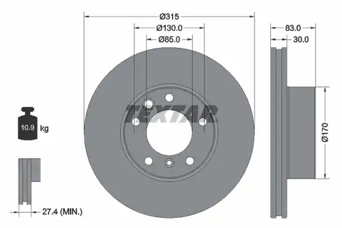 спирачен диск TEXTAR 92304905