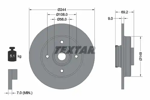 спирачен диск TEXTAR 92305403