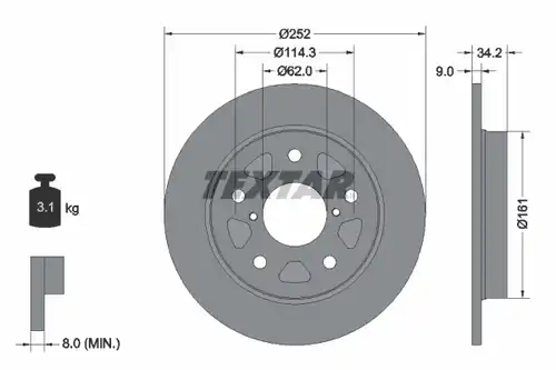 спирачен диск TEXTAR 92305703