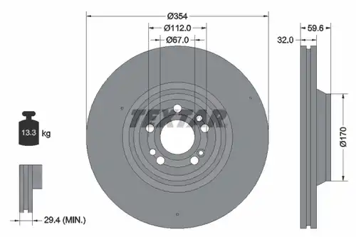 спирачен диск TEXTAR 92306005