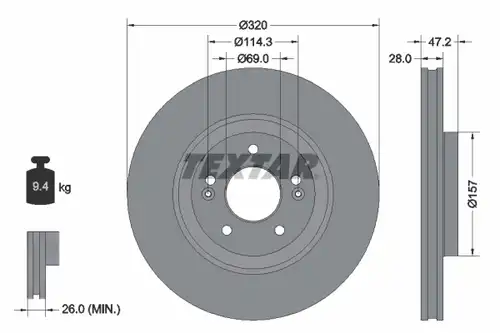 спирачен диск TEXTAR 92306303