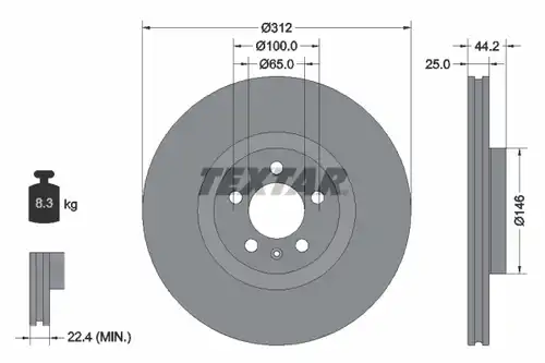 спирачен диск TEXTAR 92306405