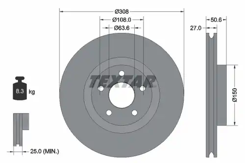 спирачен диск TEXTAR 92306703