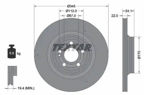 спирачен диск TEXTAR 92307005