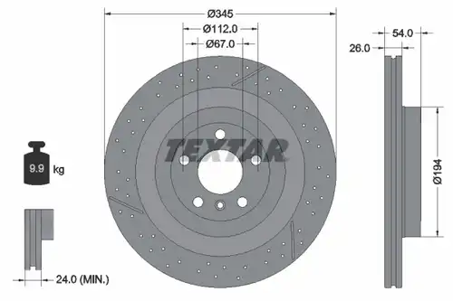 спирачен диск TEXTAR 92307905