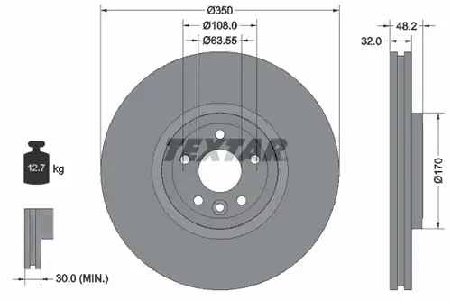 спирачен диск TEXTAR 92308105