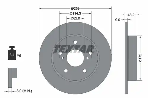 спирачен диск TEXTAR 92308303