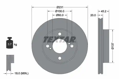 спирачен диск TEXTAR 92309403