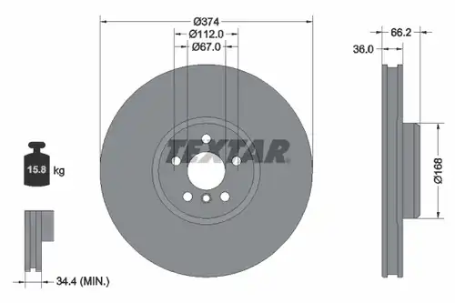 спирачен диск TEXTAR 92312805