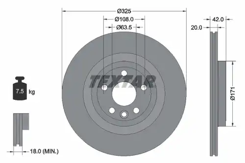 спирачен диск TEXTAR 92314305