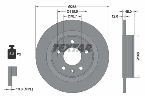 спирачен диск TEXTAR 92314603