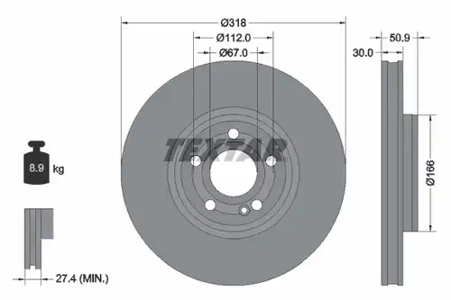 спирачен диск TEXTAR 92316705