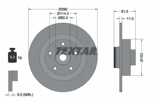 спирачен диск TEXTAR 92317603