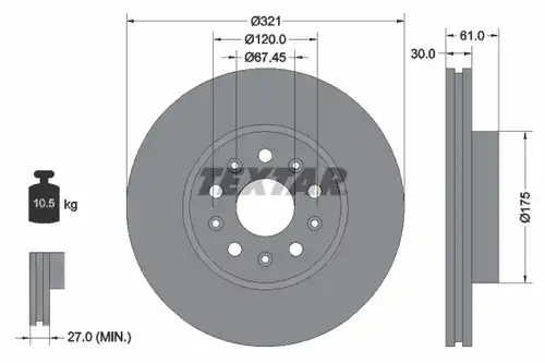 спирачен диск TEXTAR 92318505