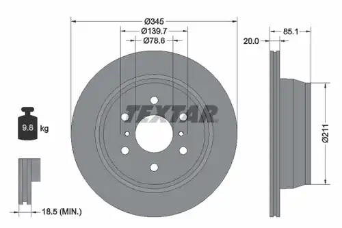 спирачен диск TEXTAR 92318603