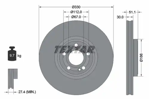 спирачен диск TEXTAR 92323305