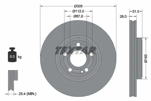 спирачен диск TEXTAR 92323405