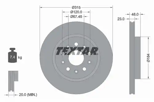 спирачен диск TEXTAR 92324505