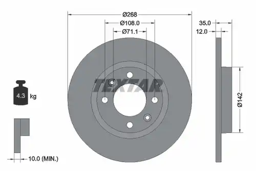 спирачен диск TEXTAR 92325903