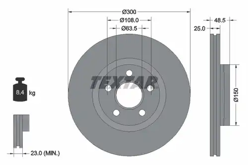 спирачен диск TEXTAR 92326003