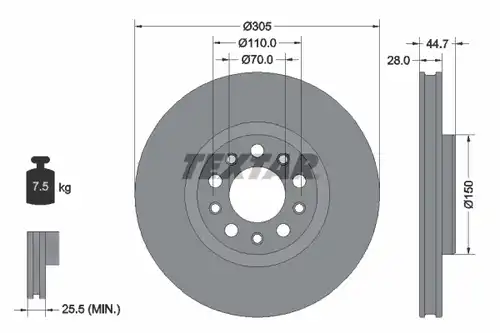 спирачен диск TEXTAR 92326305