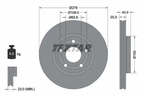 спирачен диск TEXTAR 92327503