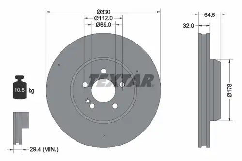 спирачен диск TEXTAR 92331105