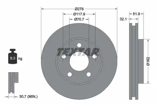 спирачен диск TEXTAR 92332500