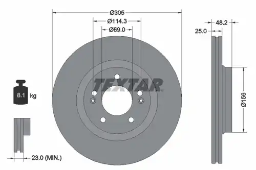 спирачен диск TEXTAR 92333203