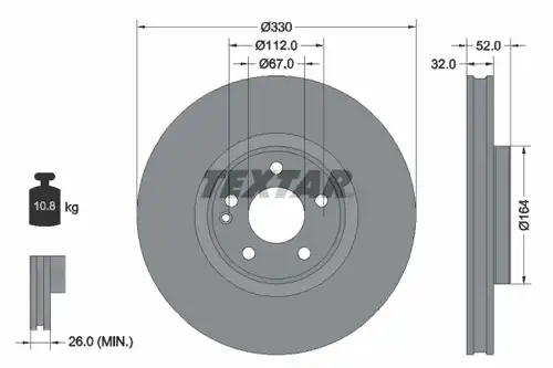 спирачен диск TEXTAR 92334903