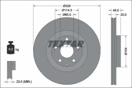 спирачен диск TEXTAR 92337603