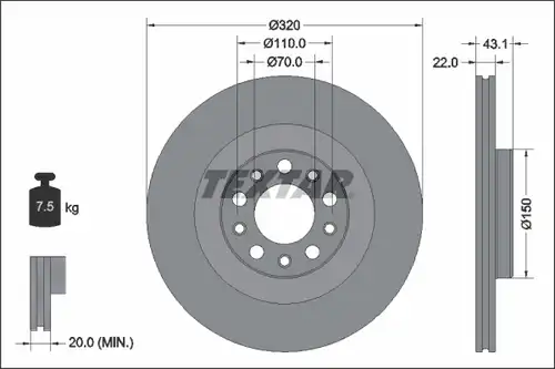 спирачен диск TEXTAR 92337803