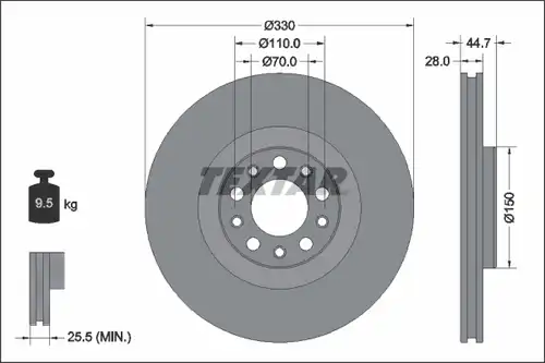 спирачен диск TEXTAR 92337905