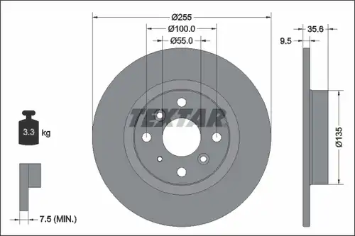 спирачен диск TEXTAR 92338203