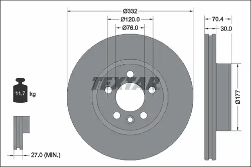 спирачен диск TEXTAR 92345105