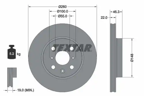 спирачен диск TEXTAR 92346103