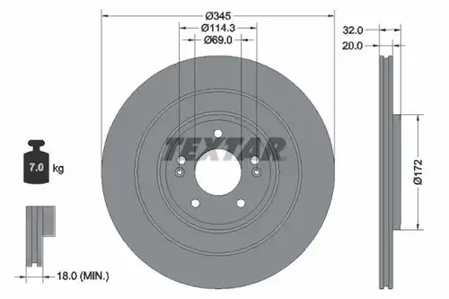 спирачен диск TEXTAR 92349403