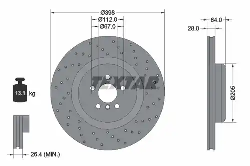 спирачен диск TEXTAR 92350205