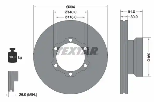 спирачен диск TEXTAR 93087400